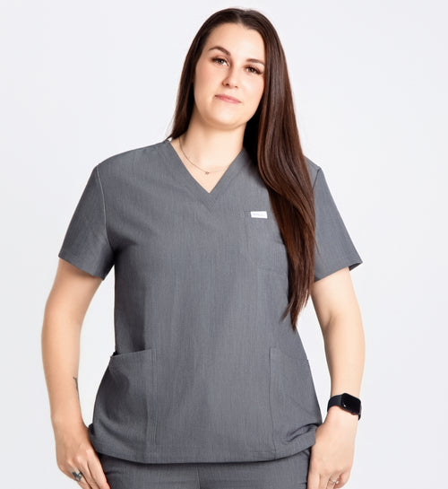 VITAL V-Neck Scrub Top- Grey