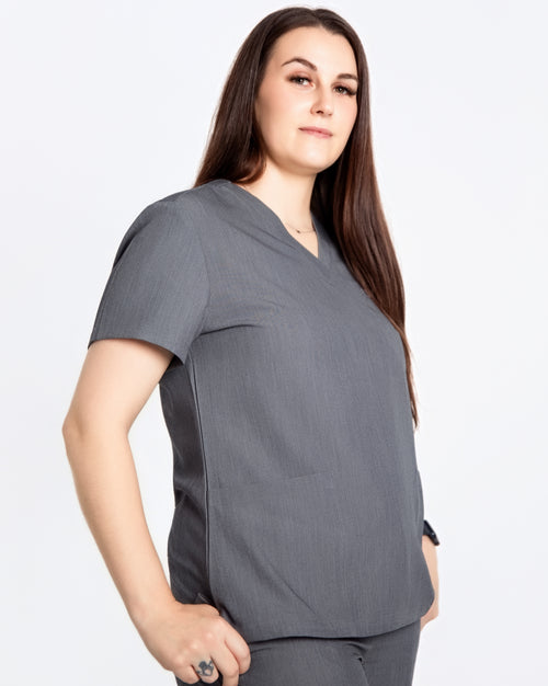 VITAL V-Neck Scrub Top- Grey