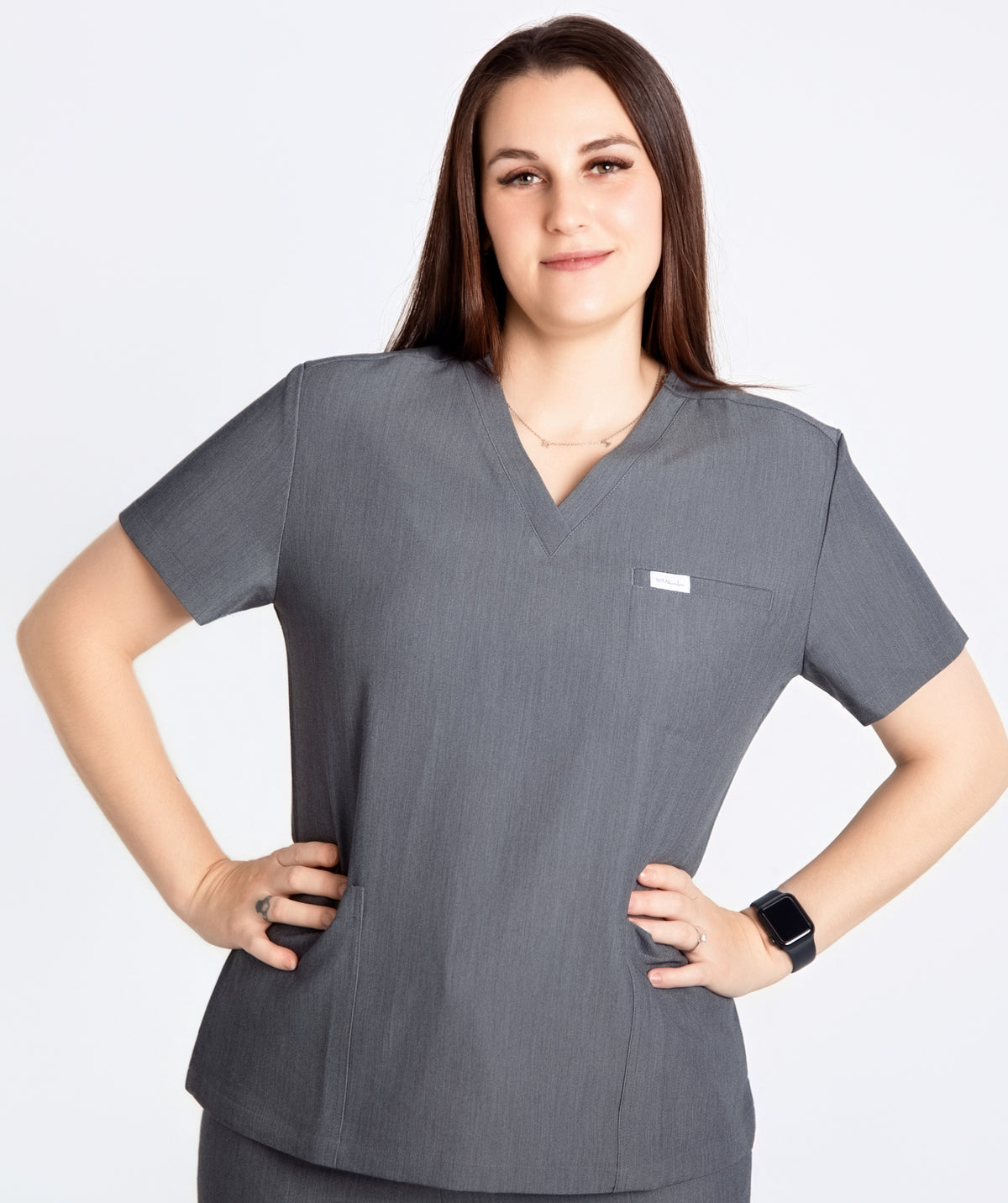 VITAL V-Neck Scrub Top- Grey
