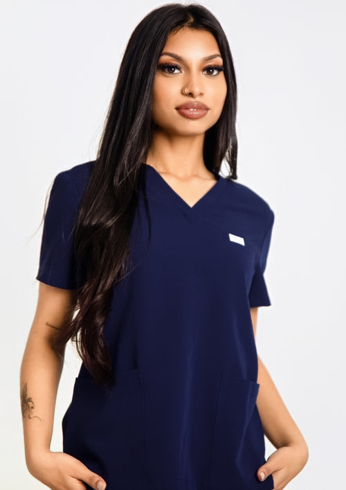 VITAL V-Neck Scrub Top- Navy