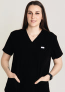 VITAL V-Neck Scrub Top- Black